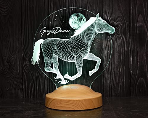 Geschenkelampe Lampe cheval pour enfants, filles, garçons, amateurs de chevaux, cadeau, 16 couleurs, télécommande, illusion LED, veilleuse animale, pour la...