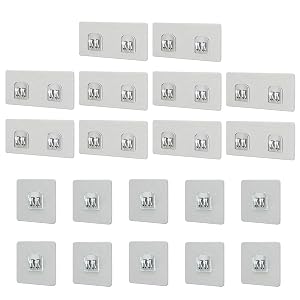 XnxnzhHo 20 Pack Shower Caddy Adhesive Hooks Stickers for Replacement Strong Transparent Adhesive Hooks No Drilling for Corner