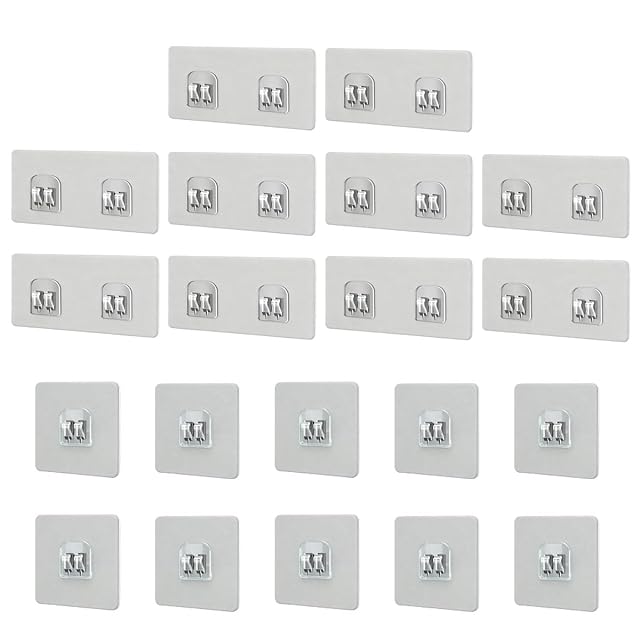 XnxnzhHo 20 Pack Shower Caddy Adhesive Hooks Stickers for Replacement Strong Transparent Adhesive Hooks No Drilling for Corner