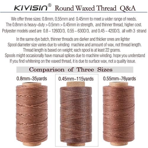 Kivisin Fio encerado redondo 0,45 mm 12 cores neutras, cordão fino revestido com cera 3 camadas de p