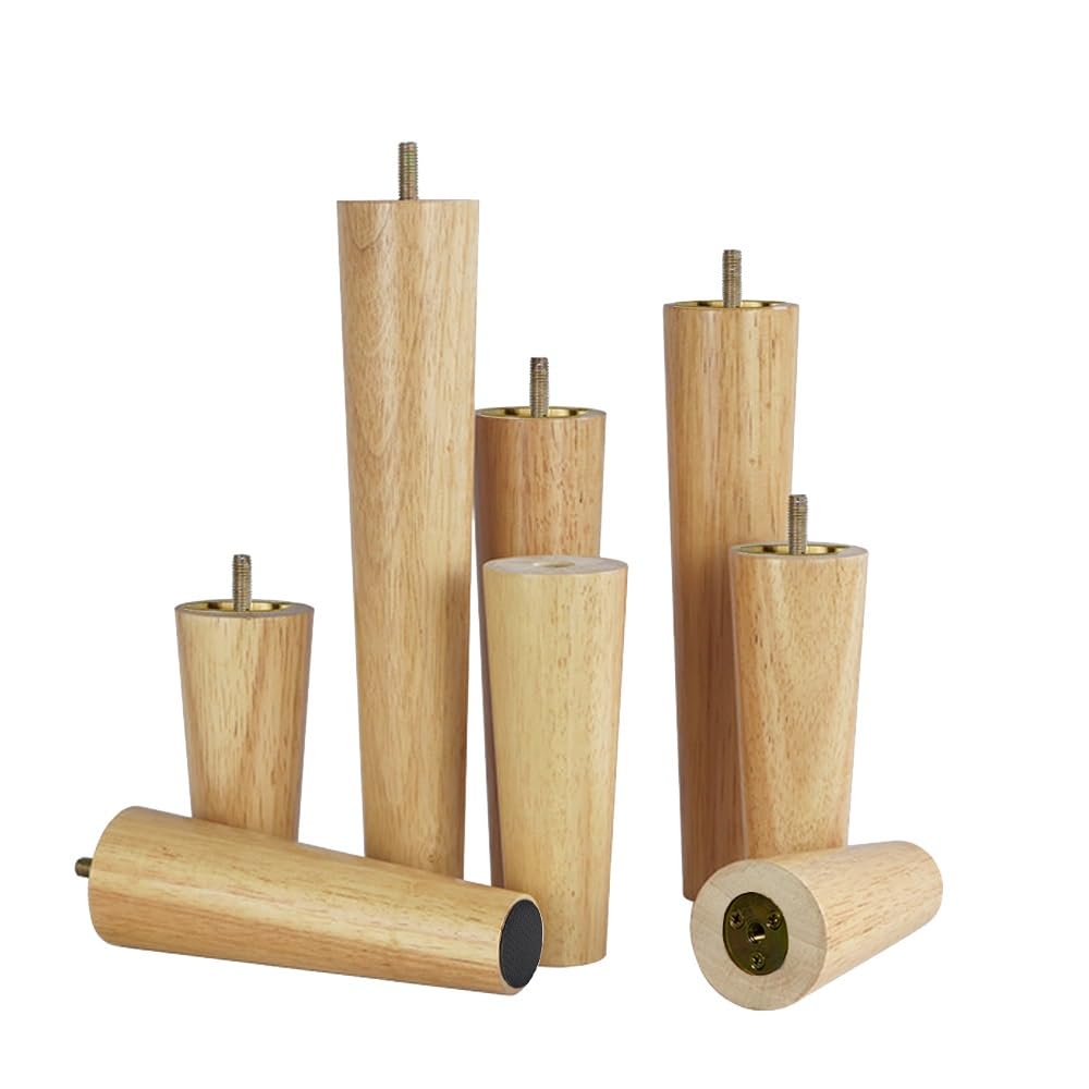 Gambe coniche in legno di gomma per divano, 4 viti regolabili M6/M8/M10, piedini per tavolo e armadietti in rovere, altezza 12 cm, supporto per mobili elegante decorazione per la casa