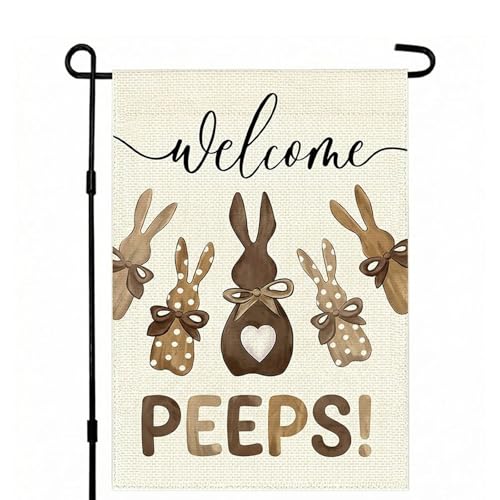 ONFAON Welcome Easter Garden Flag 12x18 Inch Double Sided Outside,Easter Yard Flag Decorations Outdoor Decor