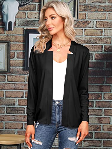 Rmcms Womens Blazer Cropped Open Front Dress Jacket Lightweight Stand Collar Casual Office Suit Jacket Black #TOP7