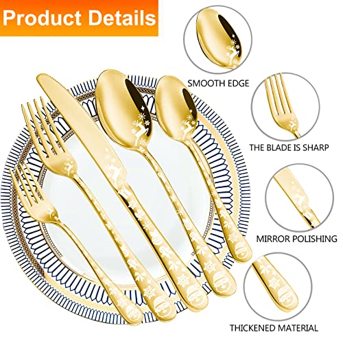 Vilihkc Christmas Style Silverware Set, 20 Piece Stainless Steel Flatware, Kitchen Utensil Service for 4, Tableware Cutlery for Home and Restaurant, Dishwasher Safe by vilihkc - Image 3