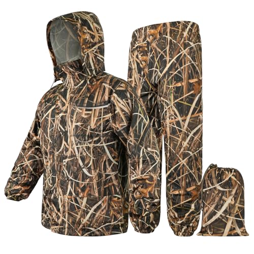 Image of LOOGU Men's Rain Suit - Rain Gear for Men Waterproof, Lightweight Rain Coat, Breathable Mens Rain Jackets Hood and Pants