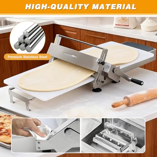 Laminadora de masa plegable manual ajustable de acero inoxidable de mesa 6