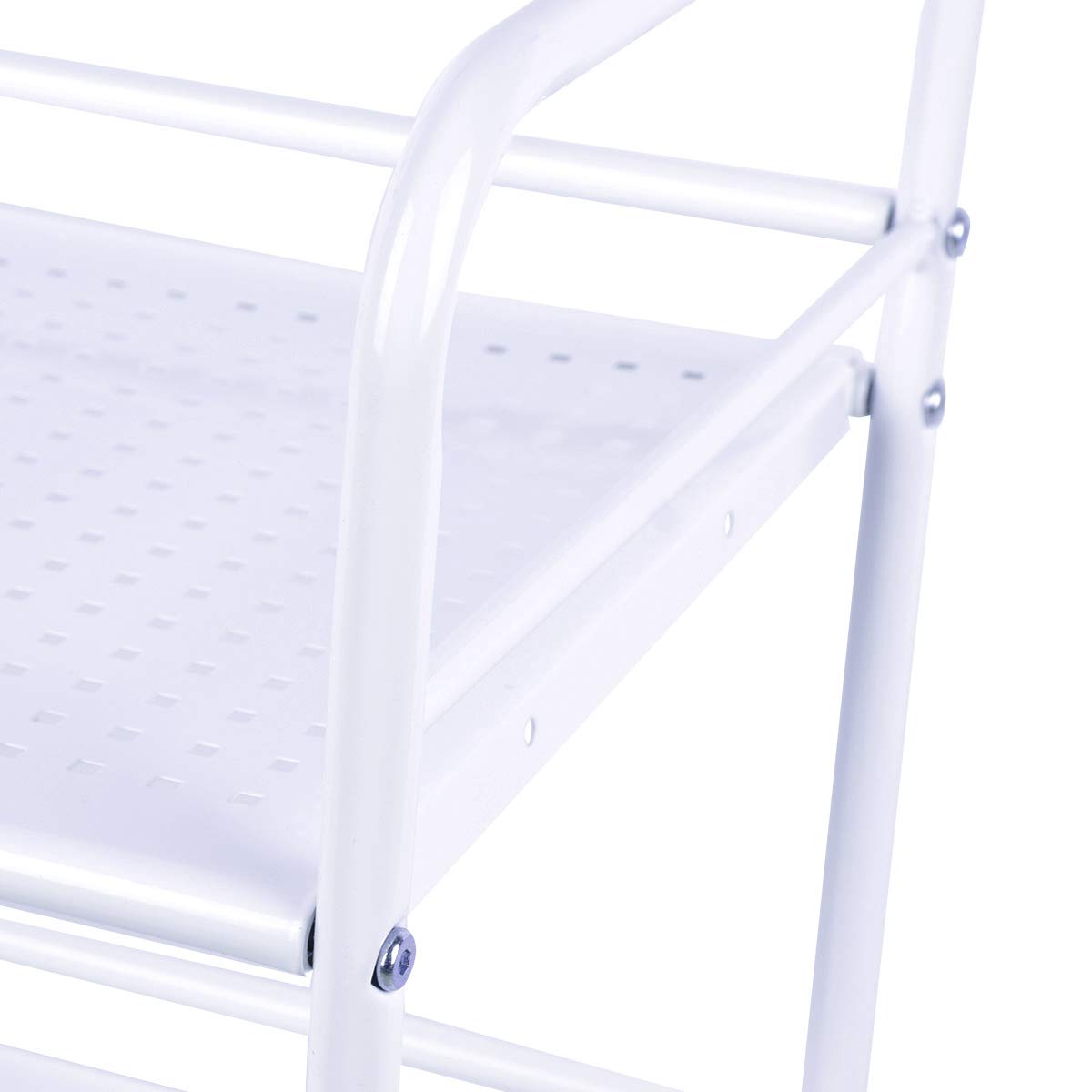 DRM 3-Tier Metal Rolling Utility Cart Salon Trolley Cart Spa System Storage Cart Salon Beauty Trolley Cart, White