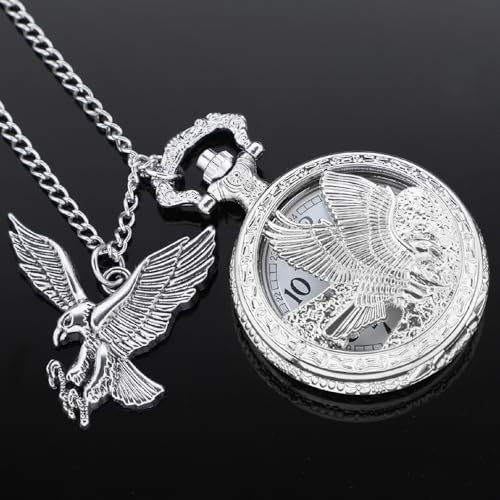 Image of Tiong Pocket Watch Pattern Vintage Quartz Pocket Watches with Chain Christmas Graduation Birthday Gifts Fathers Day