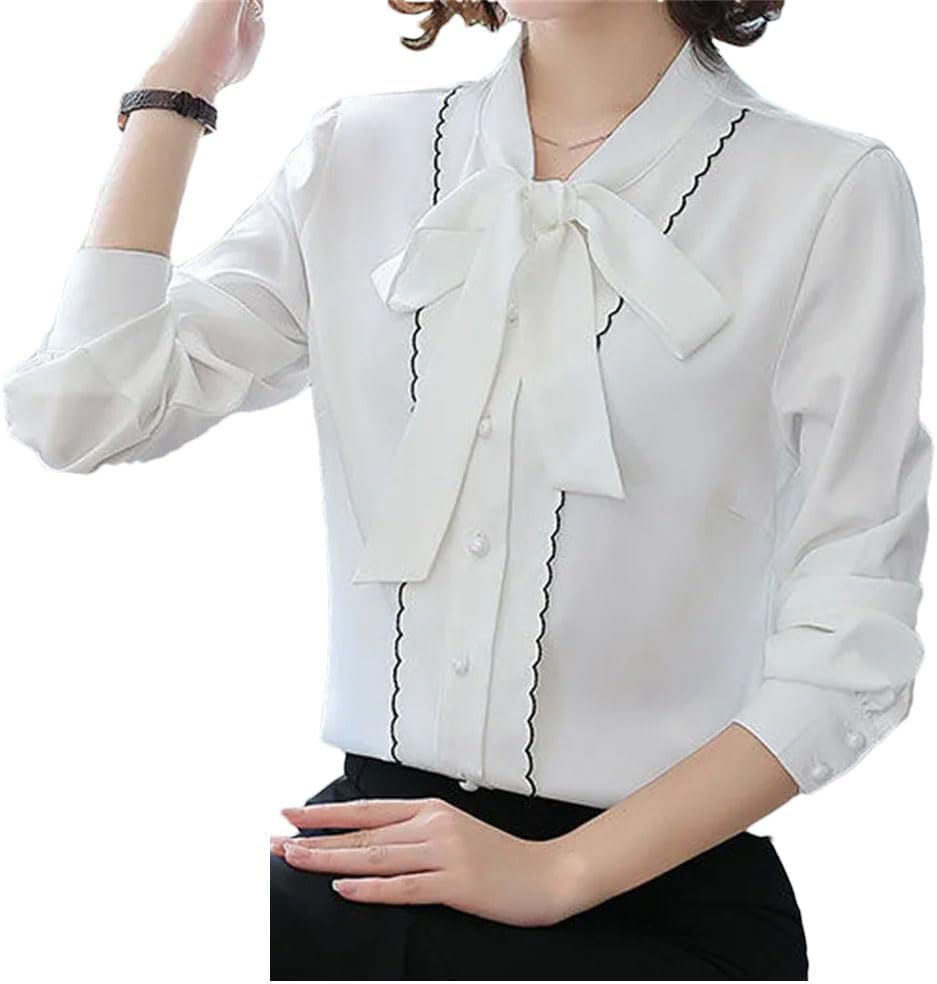 Women's Scarf Collar Single Breasted Lace Up Button Down Office