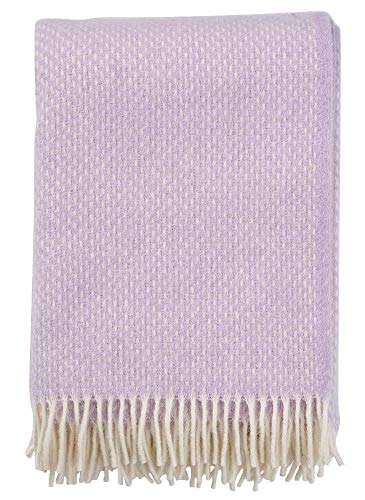 Klippan Preppy Wolldecke 130x200 cm Flieder, naturweiß