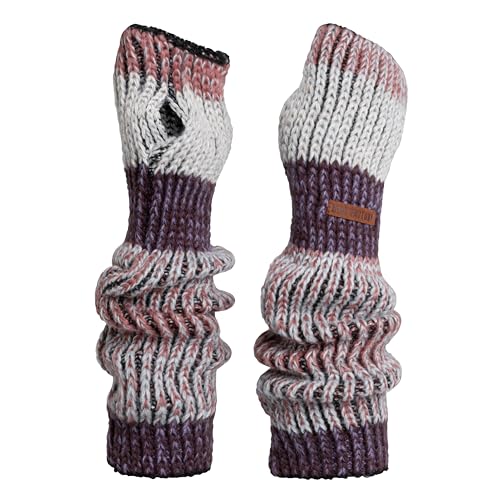KNIT FACTORY - Remy Gestrickte Armwärmer - Winter Armstulpen - Handgelenkwärmer - Lange Handschuhe - Handstulpen - Damen Handwärmer - Mehrfarbig - Velvet Plum - Einheitsgröße