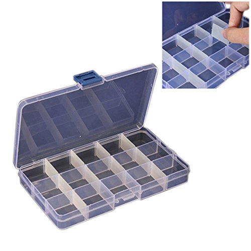 FamilyMall Boîte à outils compacte en plastique 15 compartiments réglables