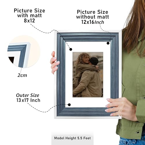 Image of Art Street Luxury Photo Frame for living room, Modern Step Design Photo Frames for Photograph, Art Work, Kids Room Set of 6 (12x16 Inch, Blue)