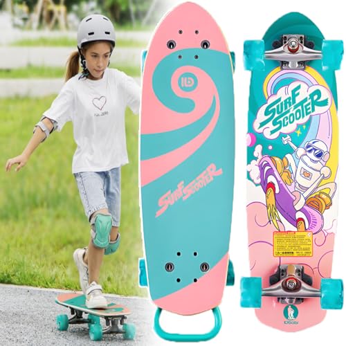 smafoseedding Monopatín 3 En 1: Longboard, Patinete Plegable, Patinete Infantil, Tabla De Surf, Ejes De Acero Reforzados, Límite De Peso De 100 Kg/220 Lbs, Ruedas De PU con Luces Intermitentes TypeA