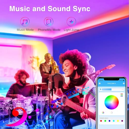 Image of TJOY LED Lights for Bedroom 25ft, RGB Color Changing Led Strip Lighting with Remote and Smart APP Control, Music Sync Rope Lights via Bluetooth for Kitchen, TV, Room Decor
