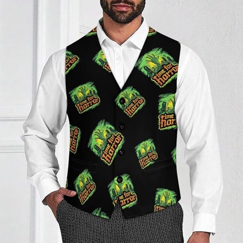 Time for Horror Novelty Men's Suit Vest Funny Formal Dress Vests Business Waistcoat2