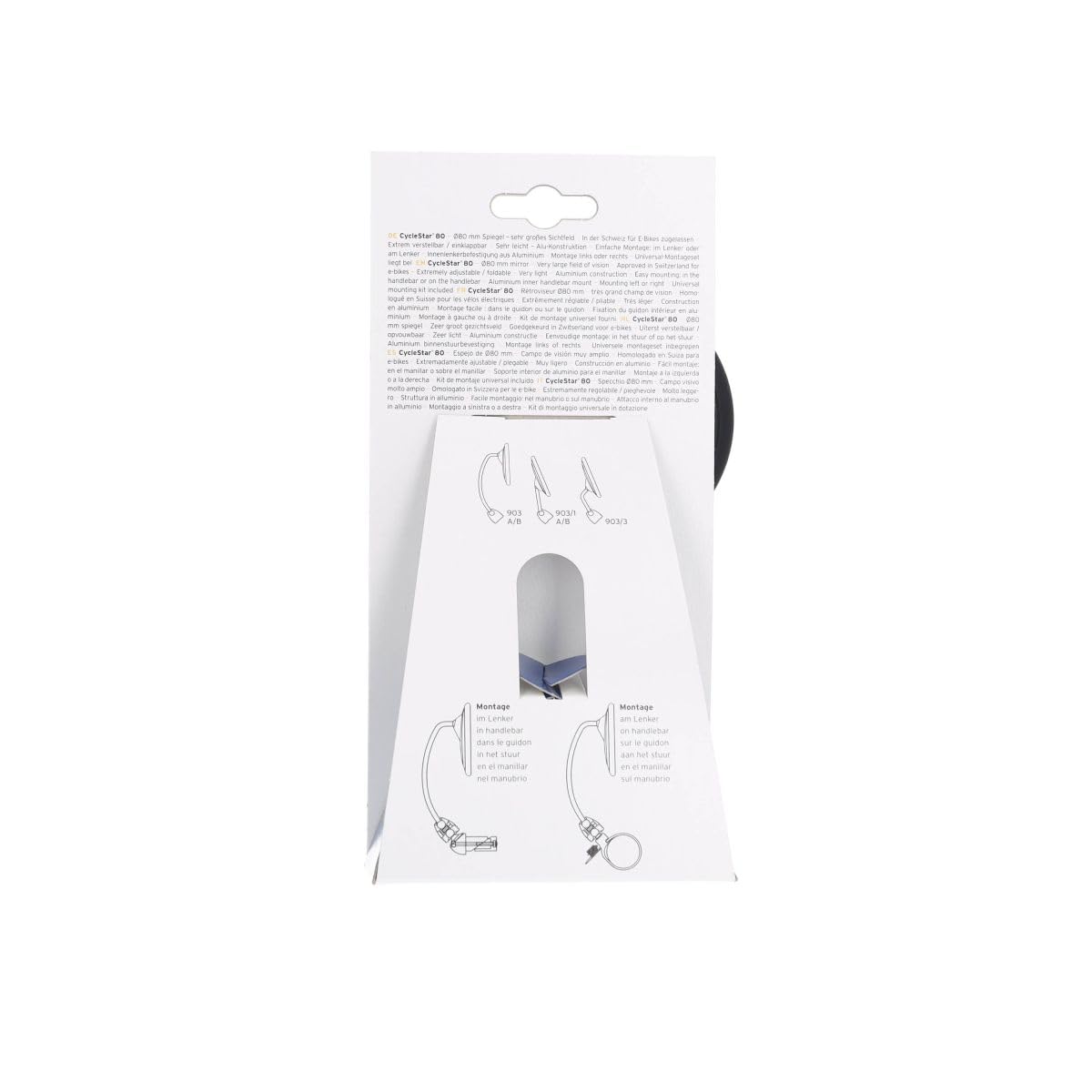 RETROVISOR B&M CYCLE STAR P/DIAM.17.2-22mm CONVEXO