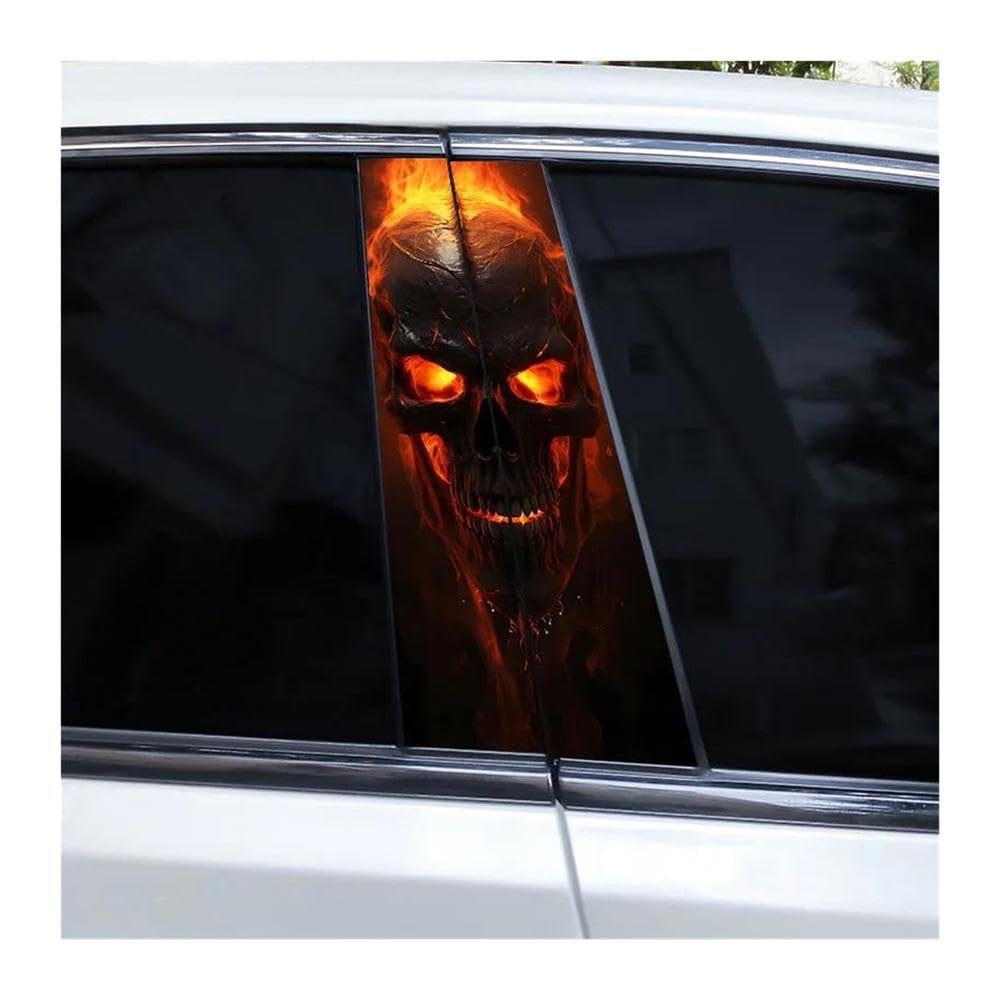 Decorative Items 2pcs Evil Skull Car Door Pillar Decoration Sticker DIY Cover Scratch Car Decal(H)