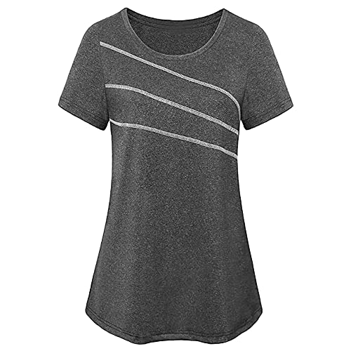 lifcasual Camiseta feminina manga curta yoga top de secagem rápida corrida treino esportes roupa ati