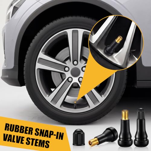 Image of Tallew 700 Pieces TR413 Tire Valve Stems, Rubber Snap-in Tubeless, Black