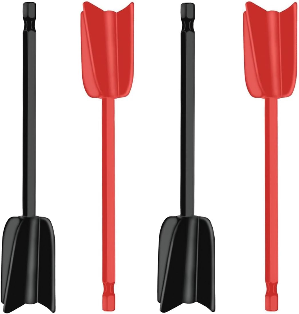 4 Stück rote und schwarze Harzmischer-Paddel, Epoxid-Mischer-Aufsatz für 6,35 mm Bohrer für kraftvolles Mischen, wiederverwendbarer Farbmischer, Farbrührer-Bohraufsatz zum Mischen von Epoxidharz,