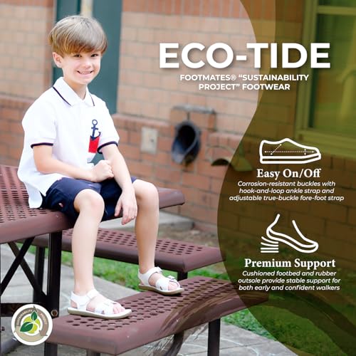 FOOTMATES Tide and Eco-Tide Waterproof Sandals for Boys and Girls with Slip-Resistant, Non-Marking Outsoles and Strap Closure for Infants, Toddlers, and Little Kids Ages 0-84