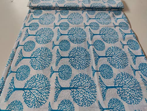 Image of Floral Printed Cotton Fabric Cloth Hand Block Print Fabric Women Material Running Jaipuri Hand Block Printed Women Dress Material Kurtis Natural 44 inch Inches Width 2.5 Meter (Pattern 28)