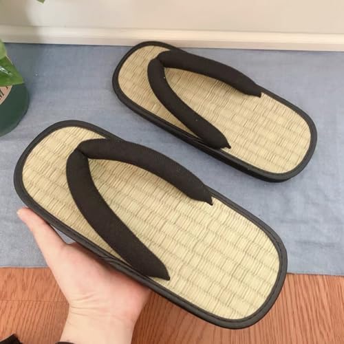Bamboo Flip Flops Japanese Tatami Sandals Slippers, Flip Flops Square Toe Straw Slides, Organic Handmade Summer Beach Shoes2