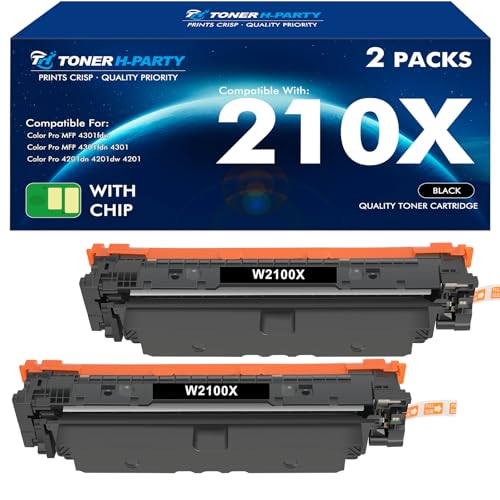 Image of 210X Toner Cartridges Black 210A 210 Compatible for HP 210X 210A Toner Cartridges for HP Color LaserJet Pro MFP 4301fdw 4201dn 4301fdn 4301 4201dw W2100X W2100A Series Printer (2 Black, with chip)