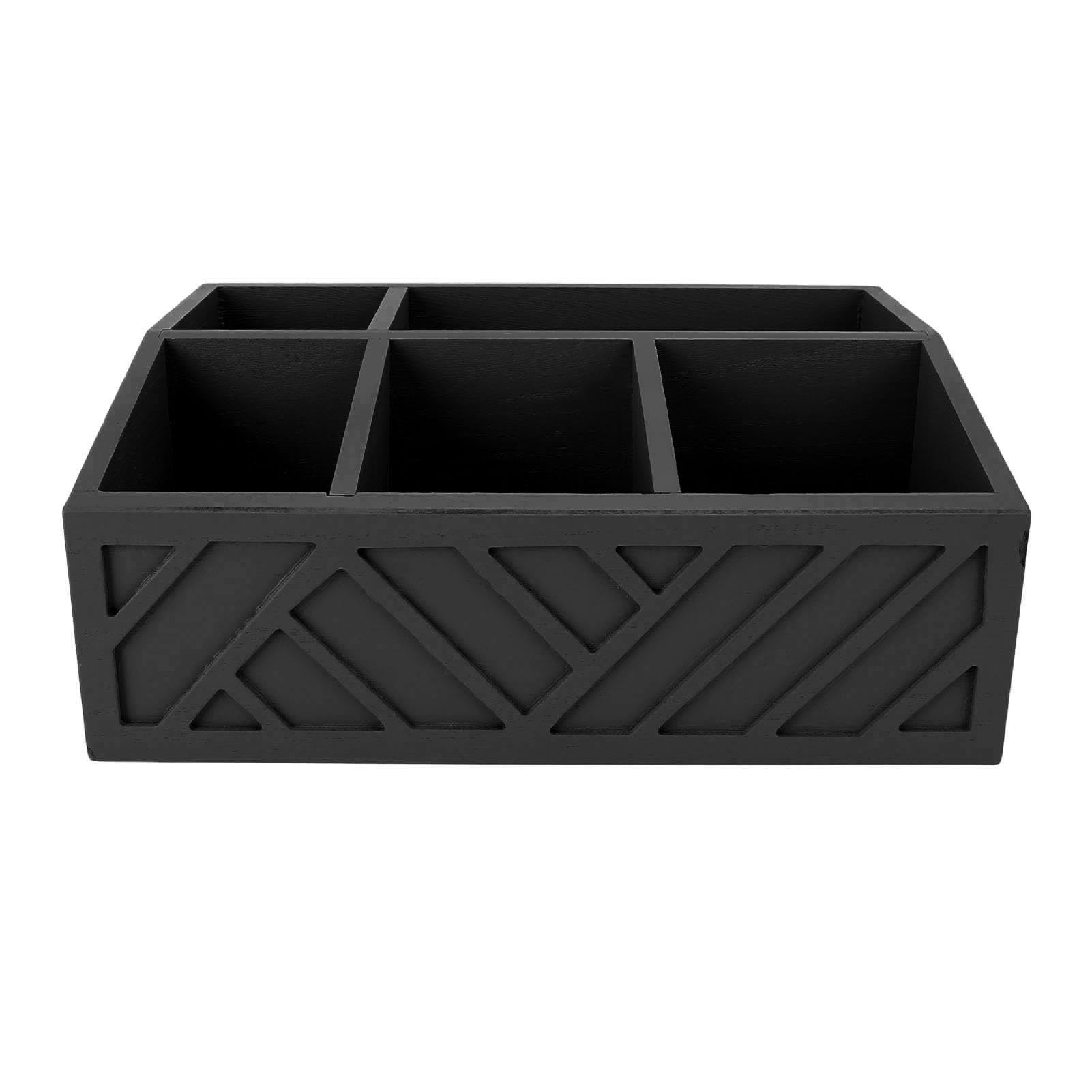 Cocoarm Teebeutel-Organizer aus Holz, Teebeutelhalter mit Geteilter Aufbewahrungsbox für Teebeutel, Kaffeekapseln und Pappbecher, Glatte Oberfläche für die Theke Im Heimbüro (BLACK)