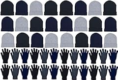 Black/Navy/Gray (24 Beanies / 24 Pairs Gloves)