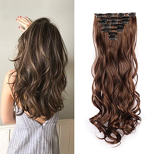Gx Beauty Clip in Wavy Hair Extensions 22 Inche Black Wavy Long Hair Extensions for Women 7pcs Synthetic Secret Hairpiece Invisible Wavy Clip Extensions ï¼ˆ2/30#ï¼‰