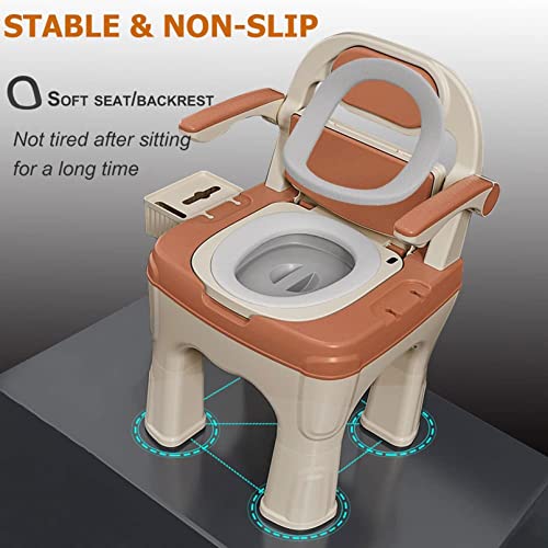 Qingluan Toilet Chair With Soft Backrest And Padded,Bedside Toilet, Commode Chair, Portable Toilets For Home Use, Suitable For People With Disabilities The Elderly & Others,Brown #TOP1