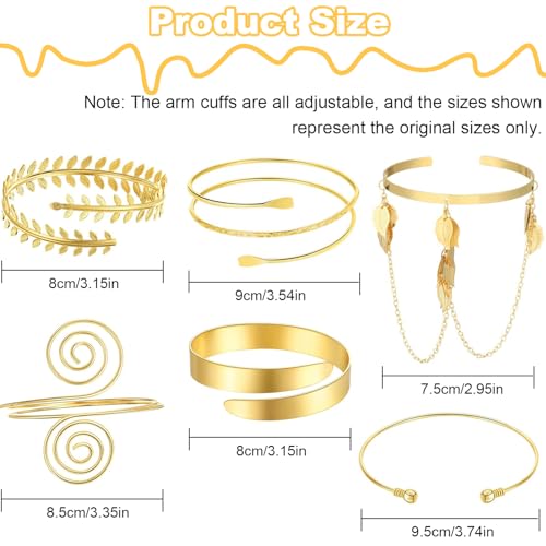 6 Pieces Gold Arm Cuff Jewelry Upper Arm Cuff Bracelets Bangle Adjustable Armband Set for Women2