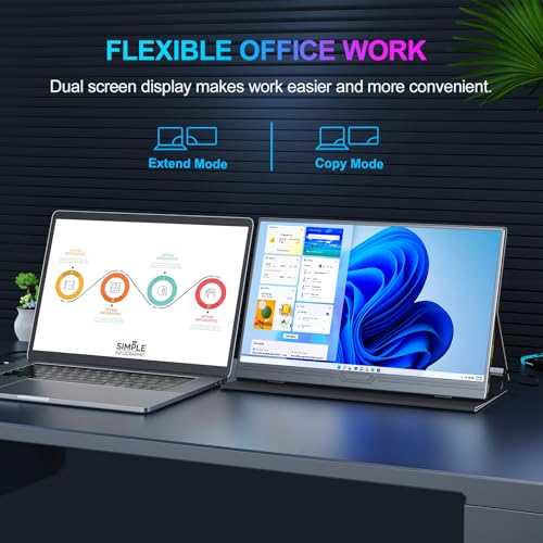 COOLHOOD Portable Monitor, 15.6 inch 1080P FHD IPS Second External Monitor with USB-C Mini HDMI Port, Second Screen Compatible with PC, Laptop, MacBook, Gaming Device - Image 4