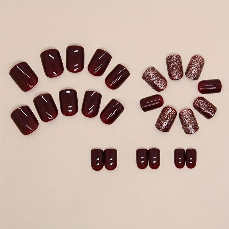 Image of Fashionharbour 24 Reusable Artificial Fake Nail Set| Lightweight & Long Lasting| Easy To Use| Quick Fix For Festivals & Special Occasions (W1199)