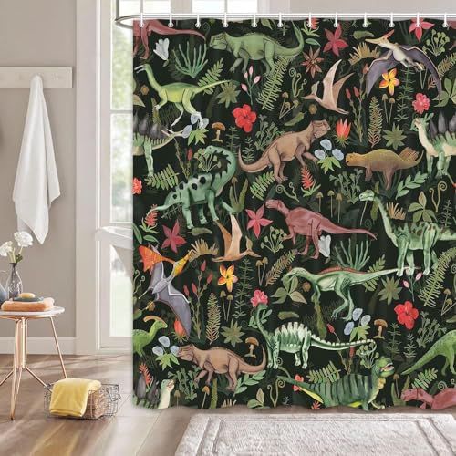 Image of Wathon Dinosaurs Shower Curtain for Kids