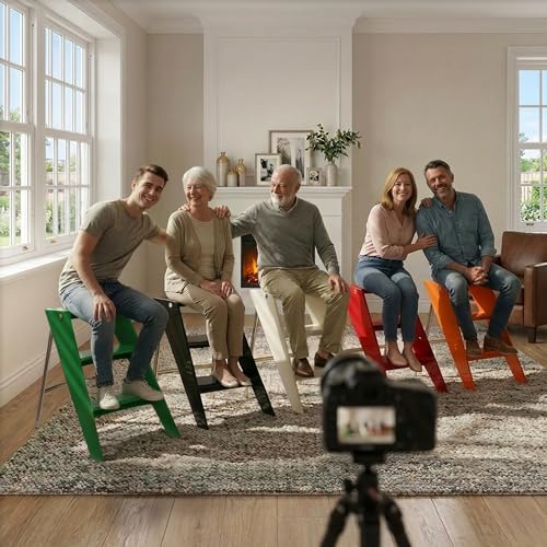 HOTEAGLE Modern Folding Chair - Multifunctional Design Doubles as Step Stool & Storage Shelf, Sturdy Engineering Plastic for Kitchen, Dining & Bistro,Red - image 9