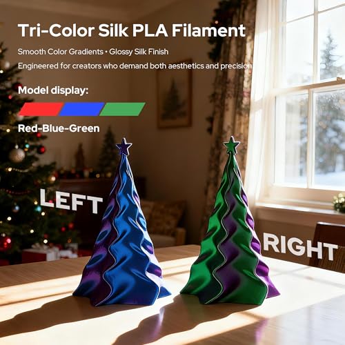 Image of 2026 New SEMDON PLA Filament 1.75mm 3D Printer Filament Dimensional Accuracy + /-0.02mm, Metal 3D Silk PLA Filament for Most FDM,1KG(2.2lbs) Spool,Green /Red /Blue