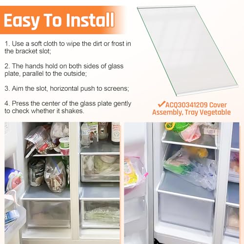 Image of UPGRADED ACQ30341209 Freezer Shelf Compatible with LG Refrigerator Glass Shelf Replacement Parts LG Refrigerator Freezer Drawer Cover Vegetable Tray LRSXS2706V LRSXS2706S LRSXS2706W LHSXS2706S Shelves