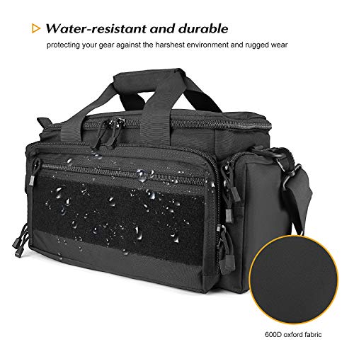 ProCase Taktisch Waffentasche, Deluxe Gepolstert Pistol Shooting Range Reisetasche Große Pistole Magazin Munition Waffen Zubehör Beutel fürJagd Schießstand Sport -Schwarz