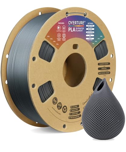 OVERTURE Filament PLA 1.75 mm Upgraded, 3D Printer PLA Filament 1 kg Spool (2.2 LBS), Dimensional Accuracy +/- 0.02 mm (Space Grey) OVERTURE Filament PLA 1.75 mm Upgraded, 3D Printer PLA Filament 1 kg Spool (2.2 LBS), Dimensional Accuracy +/- 0.02 mm (Space Grey)