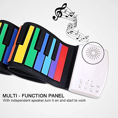 QCQ 49-Key Flexible Arc-en-Roll Up Piano intégré Batterie Rechargeable avec 47 tonalités, 14 Morceaux de démonstration et Build-Parleur intégré - Les Beatles, Paul McCartney, John Lennon, RIngo Starr, George Harrison QCQ 49-Key Flexible Arc-en-Roll Up Piano intégré Batterie Rechargeable avec 47 tonalités, 14 Morceaux de démonstration et Build-Parleur intégré – Image 6