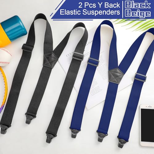 Image of Janmercy 2 Pcs Hidden Suspenders for Men Under Clothing Y Back Under Clothing 1.5 Inch Wide Adjustable Heavy Duty Suspenders