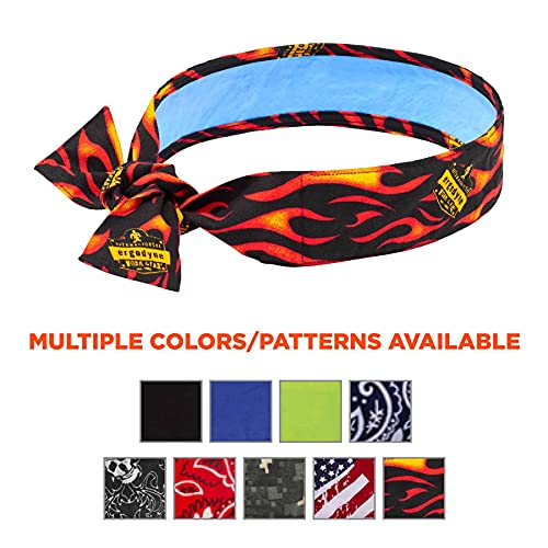 Image of Ergodyne Chill Its 6700CT Cooling Bandana, Lined with Evaporative PVA Material for Fast Cooling Relief, Tie for Adjustable Fit, Flames