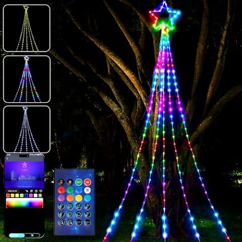 [APP& Remote Contrl] Smart Outdoor Christmas Lights Color Changing Christmas Lights with Timer, Christmas Lights for Tree Decorations, Yard, Roofs, Outdoor Christmas Decorations Luces De Navidad Cover
