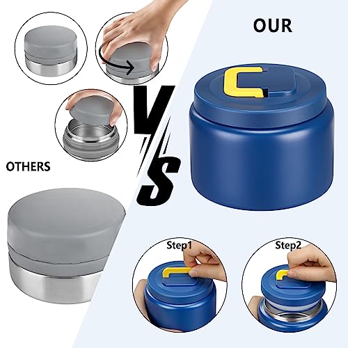 Image of JXXM 8 Oz Thermo Food Jar for Hot & Cold Food for Kids, Insulated Lunch Containers Hot Food Jar,Leak-Proof Vacuum Stainless Steel Wide Mouth Lunch Soup Thermo for School (BLUE-Pure)
