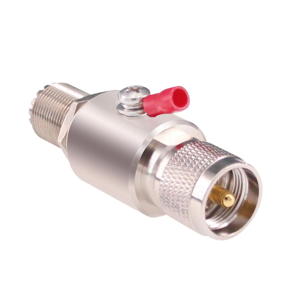 Yuelulala 1pc Coaxial Lightning Arrestor UHF Lighting Protection Device UHF Male to Female Connector PL259 to SO239(L10)