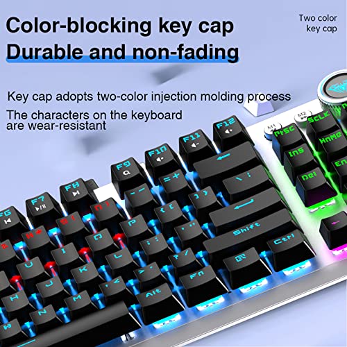 Aula Tkl Mechanical Gaming Keyboard，2.4G/Bt5.0/Wired，Wireless 87 Keys Rainbow Led Backlit Tenkeyless Bluetooth Keyboard With Blue Switch-Black #TOP2