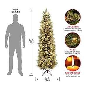 National tree company pre lit artificial christmas tree includes pre strung white lights and stand carolina pine slim 65 ft  urban country home decor